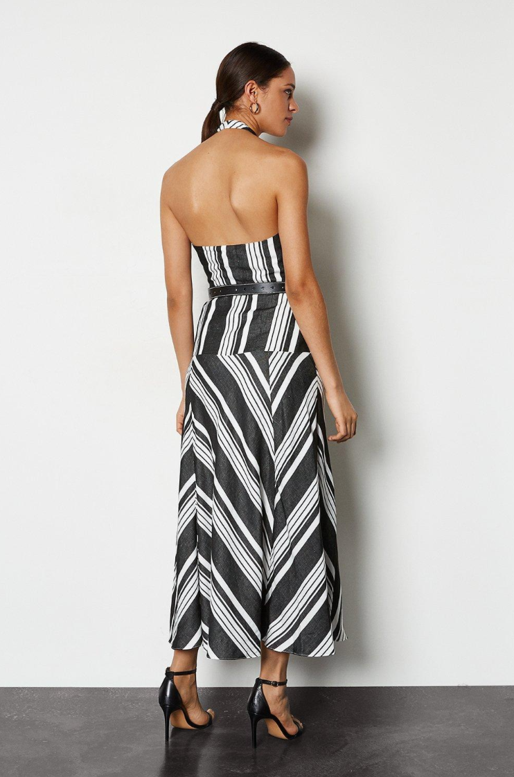 Karen Millen Black & White Striped Halter Neck Sundress - House Of Huntington