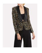 REDEMPTION Shawl Lapel Leopard-Print Sequins Smoking Blazer - House Of Huntington