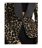 REDEMPTION Shawl Lapel Leopard-Print Sequins Smoking Blazer - House Of Huntington