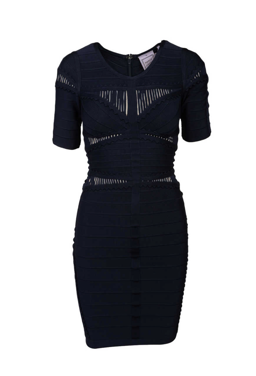 HERVE LEGER Navy Blue Dania Bandage Dress - House Of Huntington