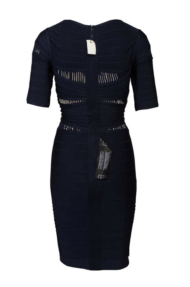 HERVE LEGER Navy Blue Dania Bandage Dress - House Of Huntington