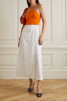 Reformation Aversa Cropped Ribbed Stretch-Knit Halterneck Top In Orange - House Of Huntington