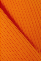 Reformation Aversa Cropped Ribbed Stretch-Knit Halterneck Top In Orange - House Of Huntington