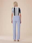 Diane Von Furstenberg DVF Pleat Front Smoke Blue Crepe Trousers - House Of Huntington