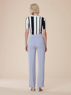 Diane Von Furstenberg DVF Pleat Front Smoke Blue Crepe Trousers - House Of Huntington
