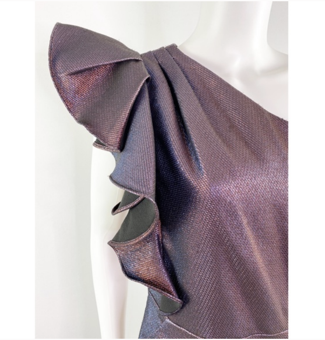 Veronica Beard Metallic Ensley Mini One Shoulder Dress - House Of Huntington