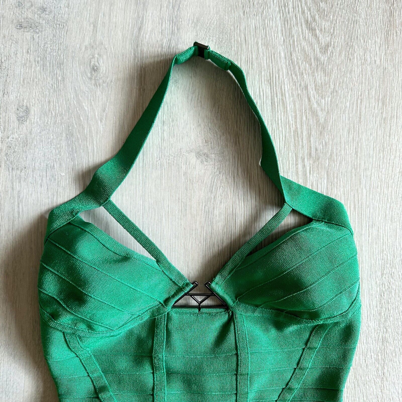 HERVE LEGER Emmalie Green Bandage Halterneck Club Party Swimsuit - House Of Huntington