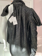 REDEMPTION Metallic Jacquard High Neck One Shoulder Dress - House Of Huntington