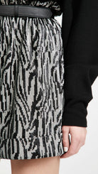 SELF-PORTRAIT Zebra Print Sequin High-Rise Shorts - House Of Huntington