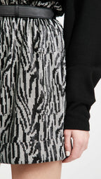 SELF-PORTRAIT Zebra Print Sequin High-Rise Shorts - House Of Huntington