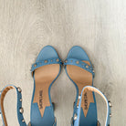RACINE CARRÉE Studded Azure Blue Sandal Block High Heels - House Of Huntington