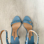 RACINE CARRÉE Studded Azure Blue Sandal Block High Heels - House Of Huntington