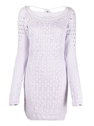 THE ATTICO Taylor Open-Knit Long-Sleeve Mini Dress - House Of Huntington