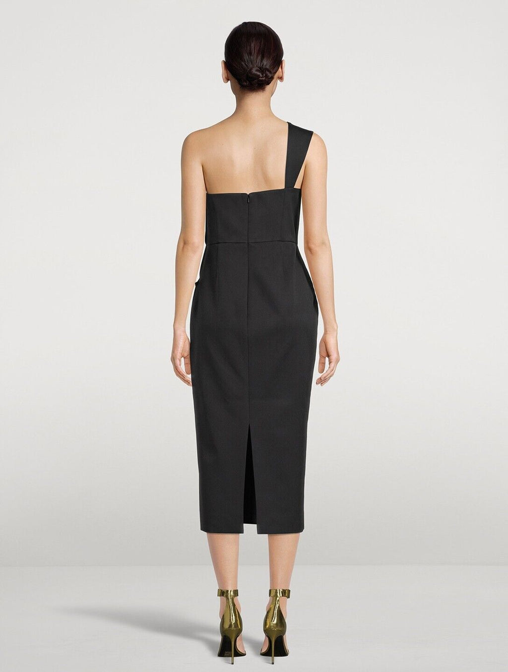 RACHEL GILBERT Black Luna One Shoulder Midi Dress - House Of Huntington