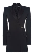 David Koma Black Satin Buckle Detail Blazer Dress - House Of Huntington