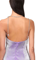 AREA NYC Purple Crystal Choker Lame Mini Summer Party Dress - House Of Huntington