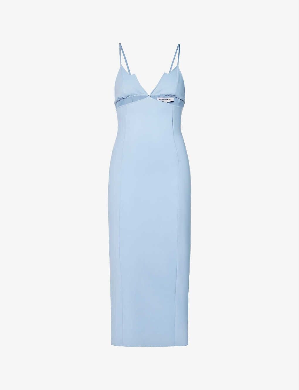 MOTHER OF ALL Jill Cut Out Stretch Woven Midi Light Blue Dress - House Of Huntington