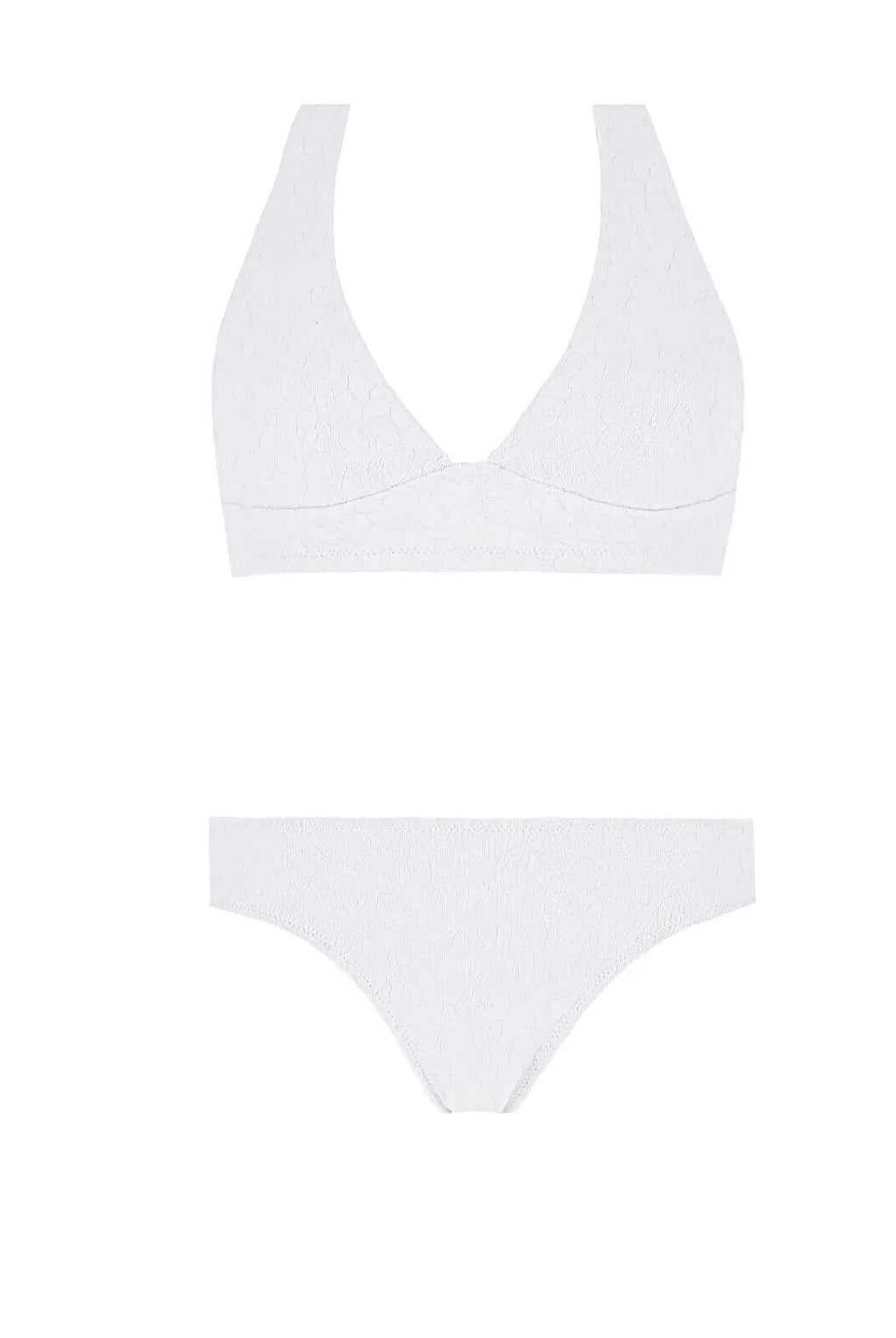 Pain De Sucre White Floral Woven Bikini Top in MITA - House Of Huntington