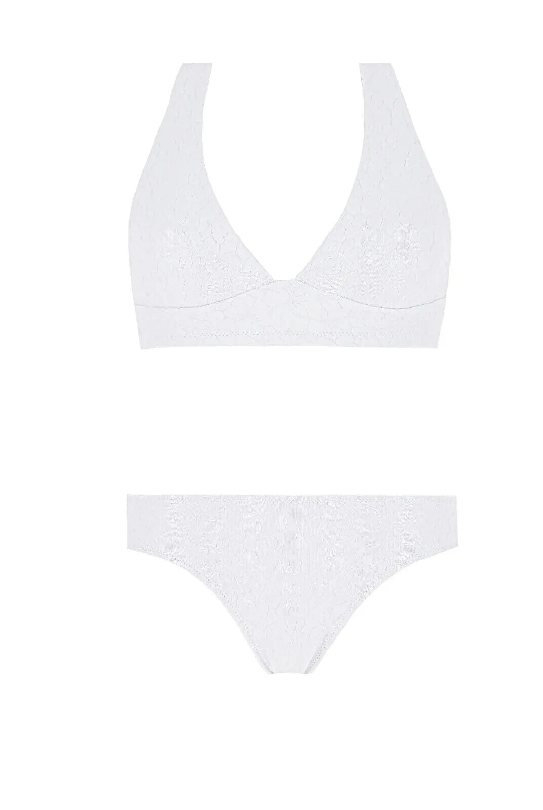 Pain De Sucre White Floral Woven Bikini Top in MITA - House Of Huntington