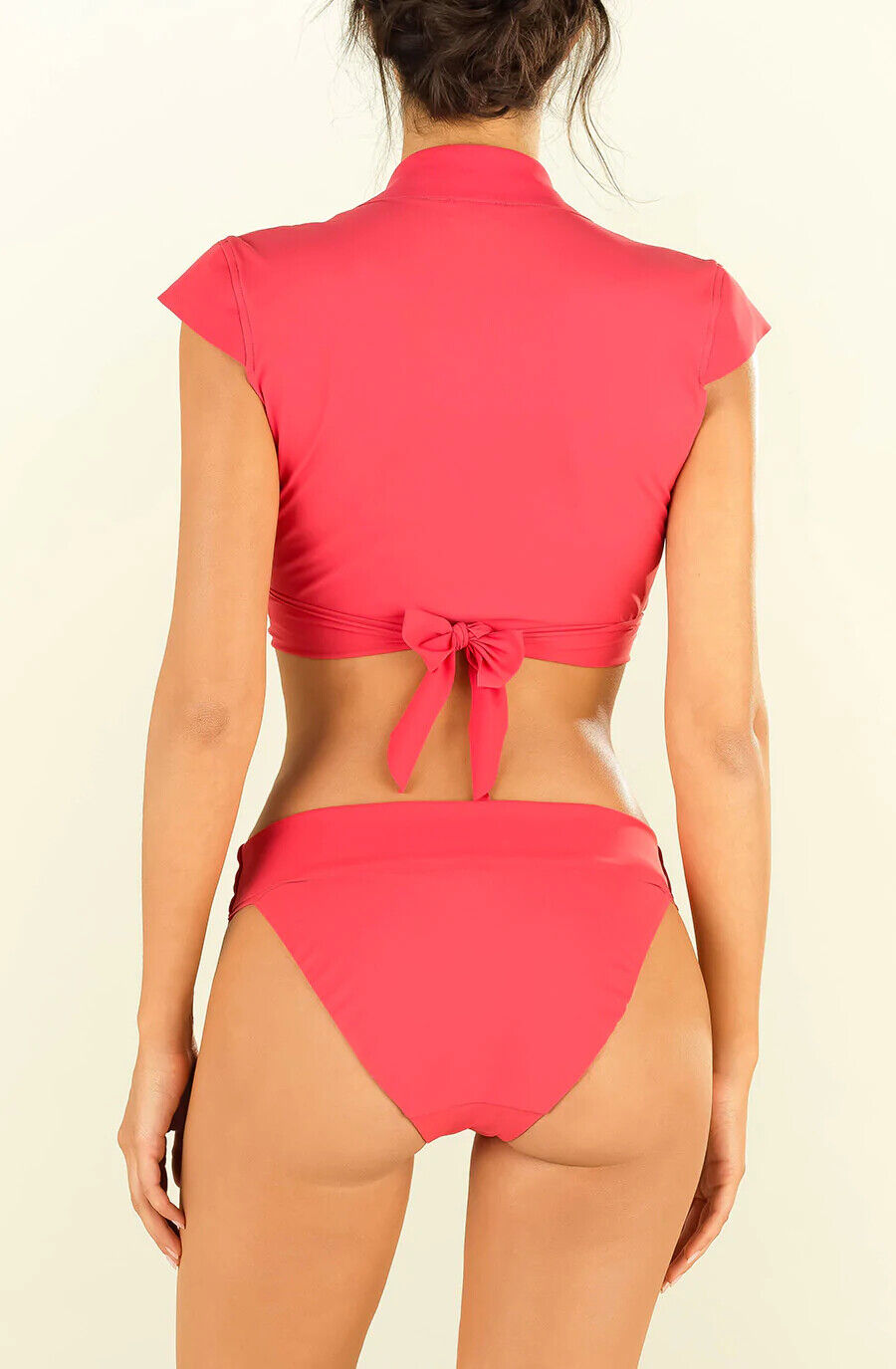 Pain De Sucre Blush Pink Bikini Swim Crop Wrap Top in Cendy