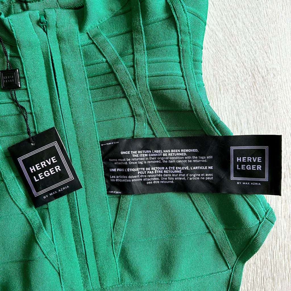HERVE LEGER Emmalie Green Bandage Halterneck Club Party Swimsuit - House Of Huntington