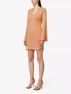 SAVANNAH MORROW Yarra V-Neck Bell Sleeve Knit Beachy Summer Dress - House Of Huntington