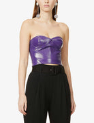 ROTATE Birger Christensen Vegan Leather Purple Nina Corset Top - House Of Huntington