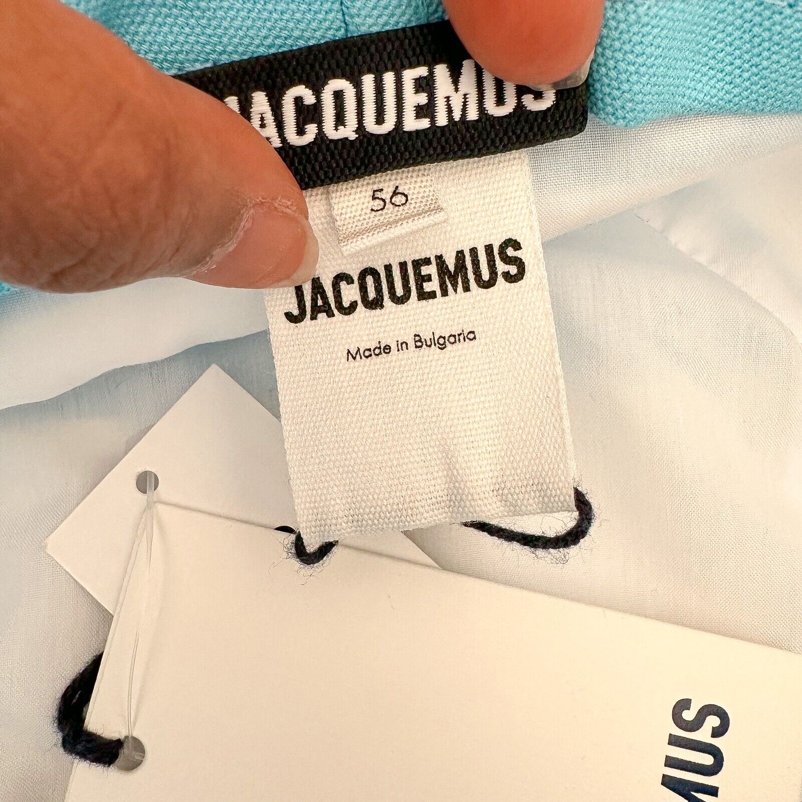 JACQUEMUS Logo Embossed Blue White Stripe Bucket Hat Le Bob Rayures