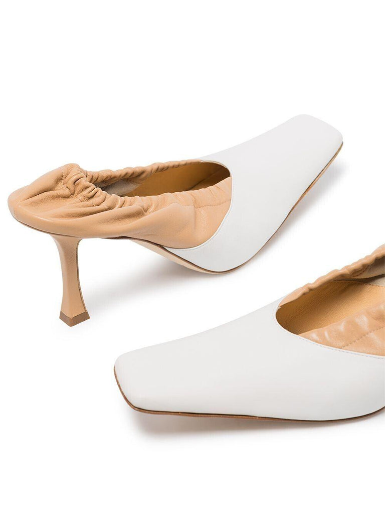 A.W.A.K.E. Mode Awake Gertrud Two-Tone White Beige High Heel Pumps - House Of Huntington