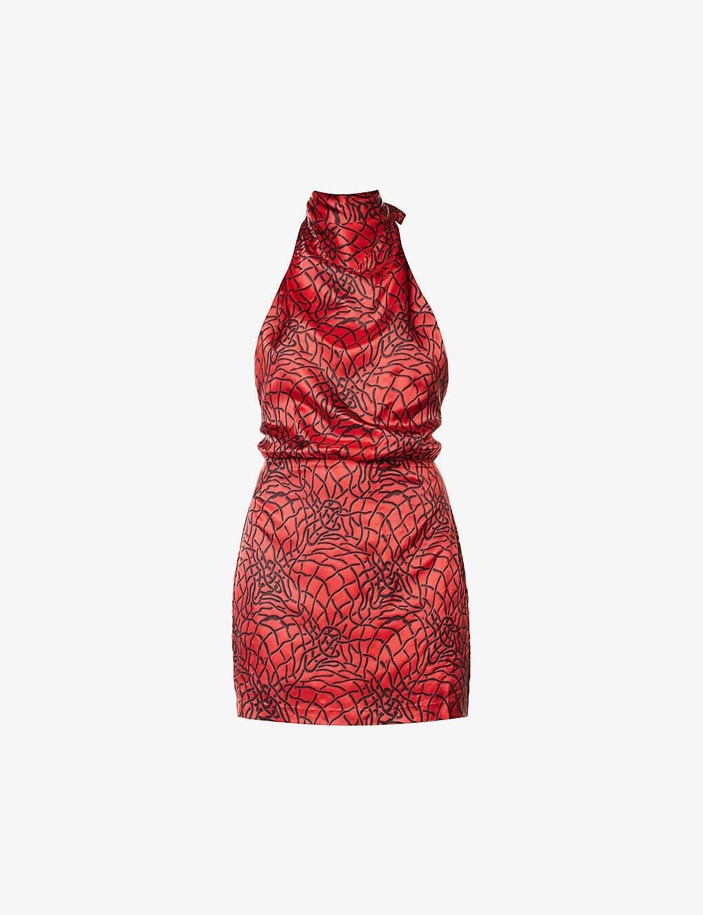 Vocaloid Printed Halterneck Woven Sexy Mini Dress