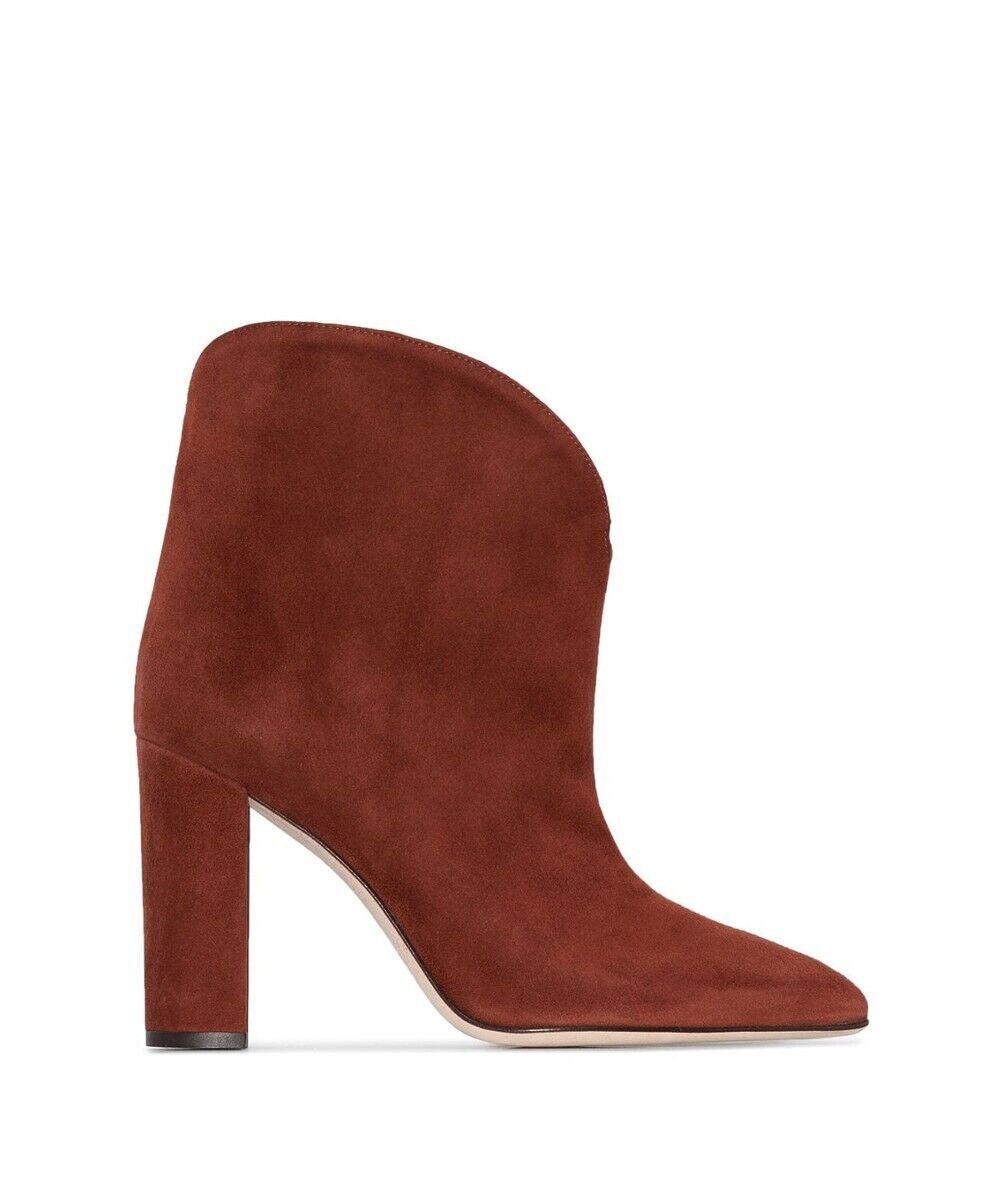 Suede Block High Heel Pointed Toe Ankle Booties Boots