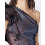 Veronica Beard Metallic Ensley Mini One Shoulder Dress - House Of Huntington