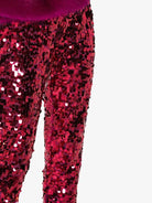 HALPERN Sequin Dark Pink High Waisted Flared Pants Trousers - House Of Huntington