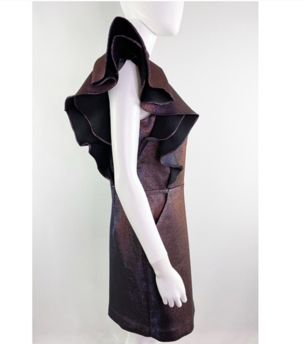 Veronica Beard Metallic Ensley Mini One Shoulder Dress - House Of Huntington