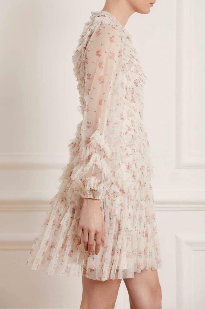 NEEDLE & THREAD Bijou Rose Ruffle Ditsy Floral Mini Dress - House Of Huntington