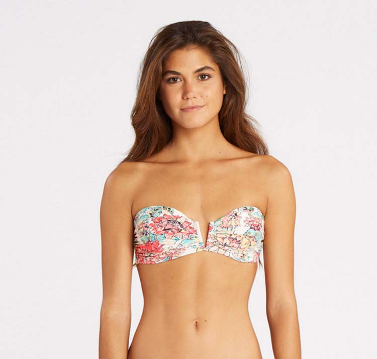 Billabong Bustier Pixi Petal Tropic Floral White Bikini