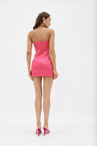 MAGDA BUTRYM Hot Bright Pink Bustier Cut Out Mini Dress - House Of Huntington