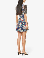 RIXO Dion Contrast Print Floral Leopard Silk Mini Dress - House Of Huntington