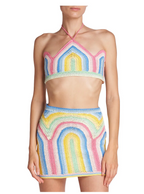 CASABLANCA Tennis Club Pastel Crochet Arch Gradient Top - House Of Huntington