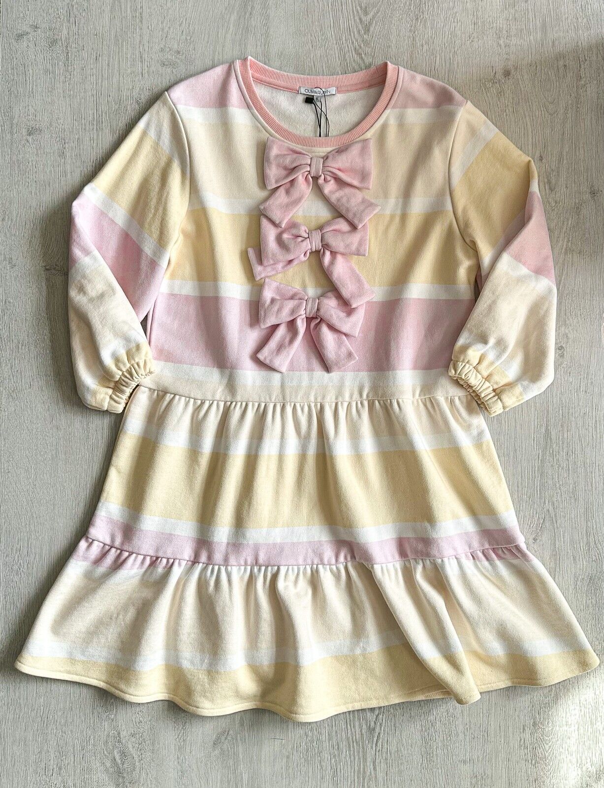 OLIVIA RUBIN Striped Pink Bow Detail Angel Coquette Aesthetic Dress - House Of Huntington