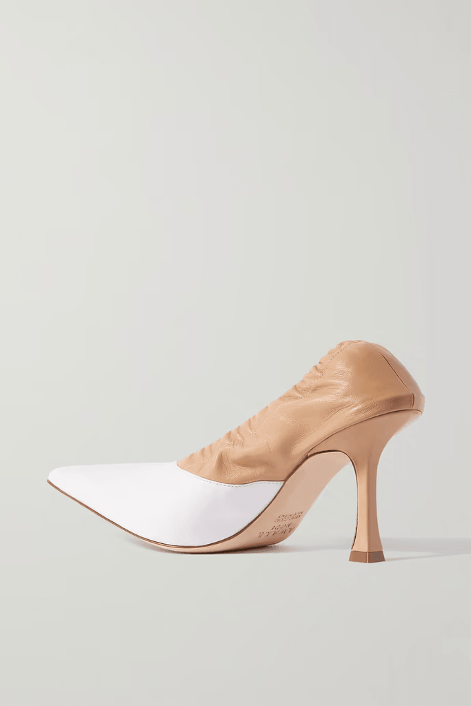 A.W.A.K.E. Mode Awake Gertrud Two-Tone White Beige High Heel Pumps - House Of Huntington