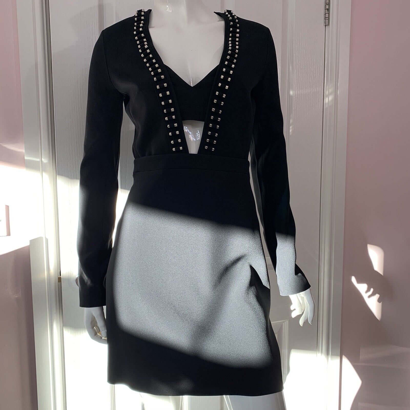 DAVID KOMA Black Tube Detail V-Neck Long Sleeve Dress - House Of Huntington