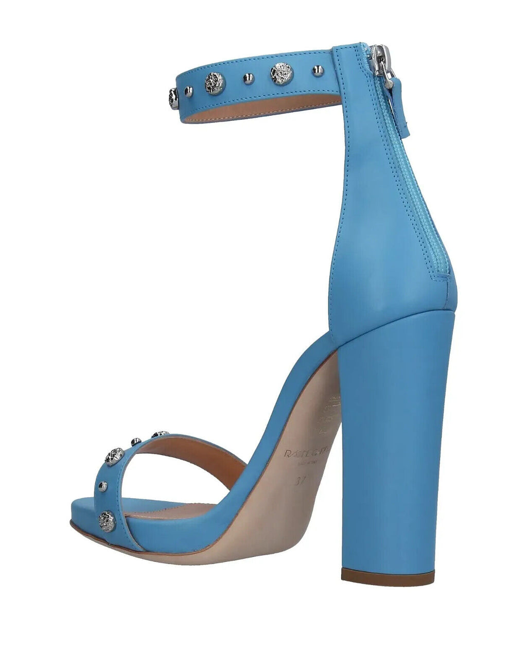 RACINE CARRÉE Studded Azure Blue Sandal Block High Heels - House Of Huntington