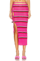 JACQUEMUS La Jupe Maile Pink Cut Out Sides Striped Ribbed Skirt - House Of Huntington