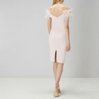 Coast Blush Pink Holly Ostrich Feather Cocktail Dress - House Of Huntington