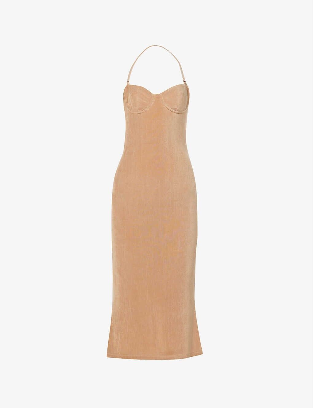 MIRROR PALAIS Tan Woven Supermodel Midi Dress - House Of Huntington