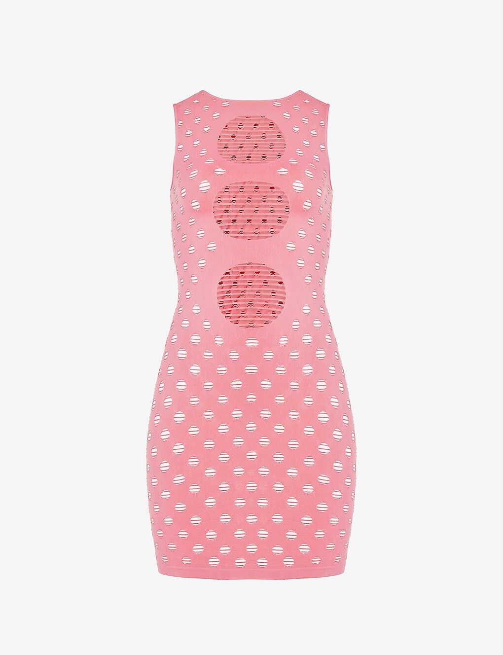 MAISIE WILEN Perforated Pink Festival Rave Summer Mini Dress - House Of Huntington