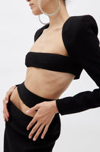 MONOT Black Cropped Cut Out Top - House Of Huntington