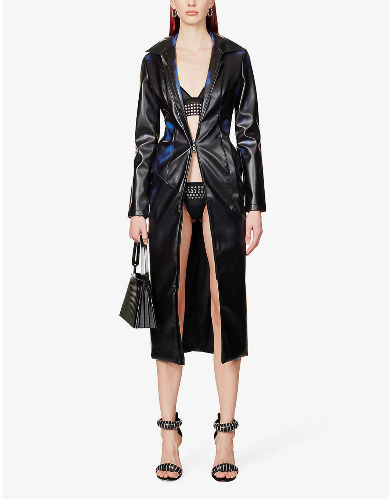 DI PETSA Memories of Touch Cut Out Heat Reactive Faux Leather Jacket - House Of Huntington