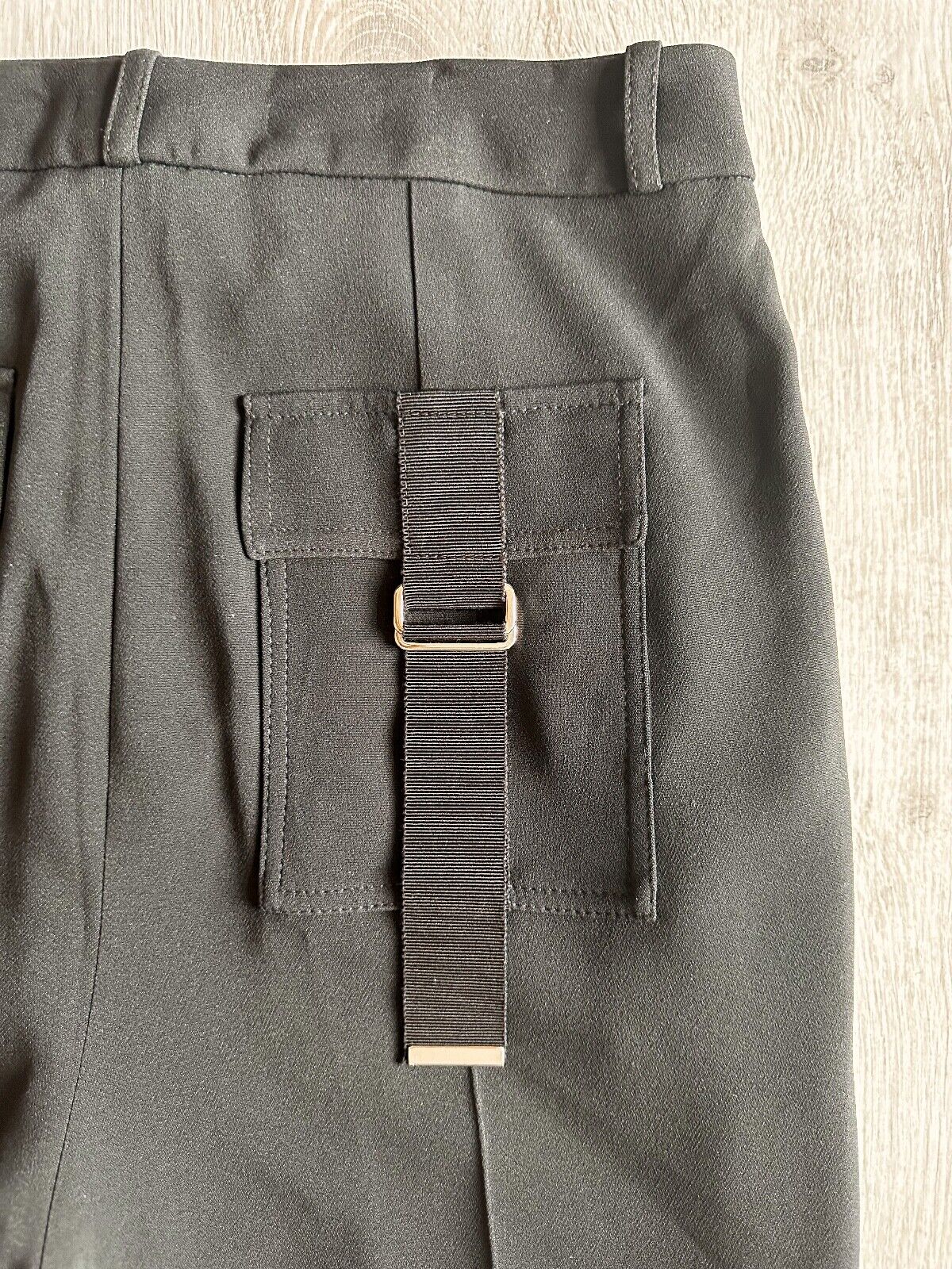 DAVID KOMA Black Cargo Pocket Detail Flared Utility Style Trousers - House Of Huntington